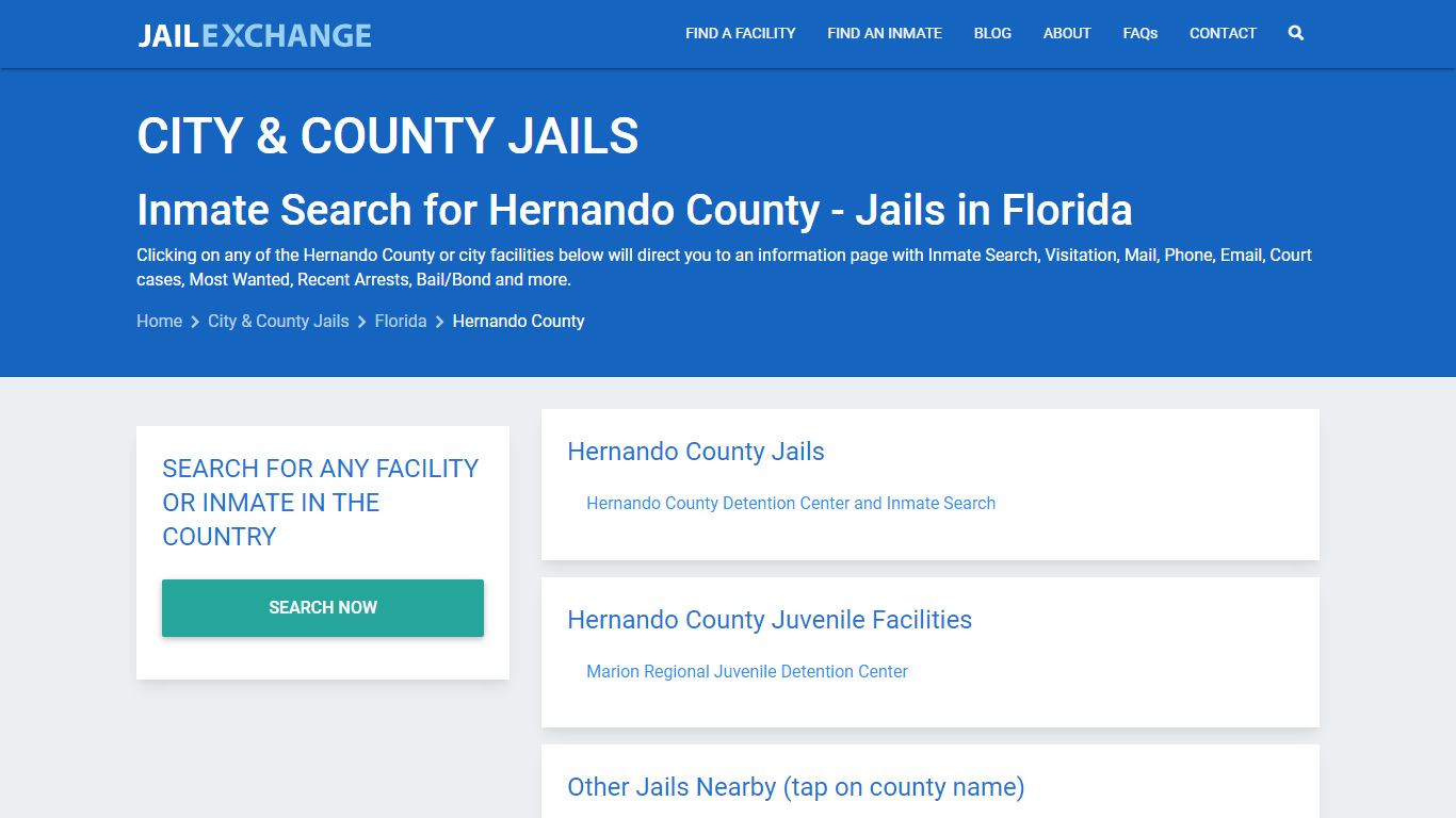 Inmate Search for Hernando County | Jails in Florida - Jail Exchange